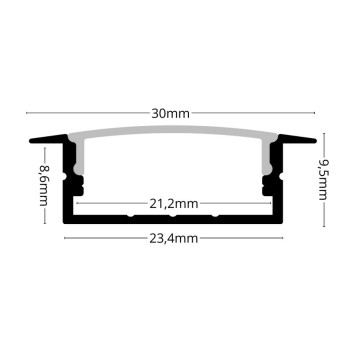 Alu Profil T-seicht breit weiss inkl. Abdeckung matt 2000mm